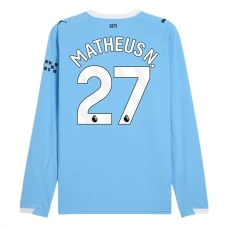 Manchester City Matheus N. 27 Hjemmebanetrøje 2025-26 Langærmet Fodboldsæt