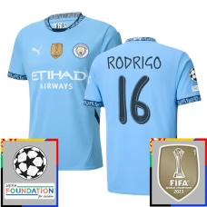 Manchester City Rodrigo 16 Hjemmebanetrøje Champions League With Patch 2024-25 Fodboldsæt