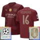 Manchester City Rodrigo 16 Tredjetrøje Champions League With Patch 2024-25 Fodboldsæt