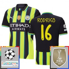 Manchester City Rodrigo 16 Udebanetrøje Champions League With Patch 2024-25 Fodboldsæt