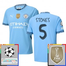 Manchester City Stones 5 Hjemmebanetrøje Champions League With Patch 2024-25 Fodboldsæt
