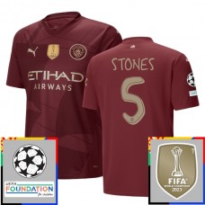 Manchester City Stones 5 Tredjetrøje Champions League With Patch 2024-25 Fodboldsæt