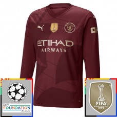Manchester City Tredjetrøje Champions League With Patch 2024-25 Langærmet Fodboldsæt