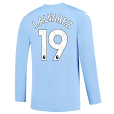 Manchester City Trøje 2023-24 J. Alvarez 19 Langærmet Hjemmebanetrøje