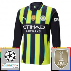 Manchester City Udebanetrøje Champions League With Patch 2024-25 Langærmet Fodboldsæt
