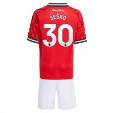 Manchester United Børn Šeško 30 Hjemmebanetrøje 2025-26 Fodboldsæt