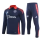 Manchester United Børn Træningssæt 2024-25 - 1-4 Zip Flådeblå Rød