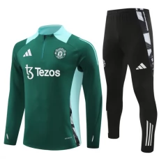 Manchester United Børn Træningssæt 2024-25 - 1-4 Zip Grøn