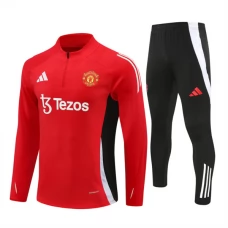 Manchester United Børn Træningssæt 2024-25 - 1-4 Zip Rød