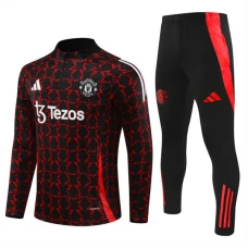 Manchester United Børn Træningssæt 2024-25 - 1-4 Zip Rød Sort