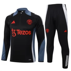 Manchester United Børn Træningssæt 2024-25 - 1-4 Zip Sort