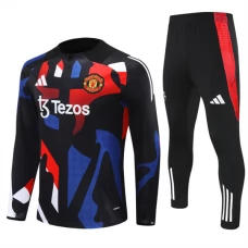 Manchester United Børn Træningssæt 2024-25 - 1-4 Zip Sort