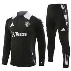Manchester United Børn Træningssæt 2024-25 - 1-4 Zip Sort Grå