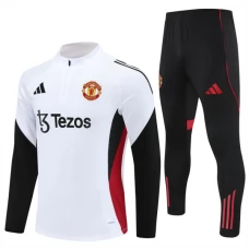 Manchester United Børn Træningssæt 2025-26 - 1-4 Zip Hvid