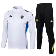 Manchester United Børn Træningssæt 2025-26 - 1-4 Zip Hvid