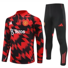 Manchester United Børn Træningssæt 2025-26 - 1-4 Zip Rød Sort