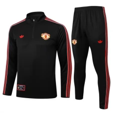 Manchester United Børn Træningssæt 2025-26 - 1-4 Zip Sort