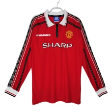 Manchester United Hjemmebanetrøje Retro 1998-99 Langærmet Fodboldsæt