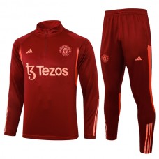 Manchester United Træningssæt 2023-24 - 1-4 Zip Dark Rød