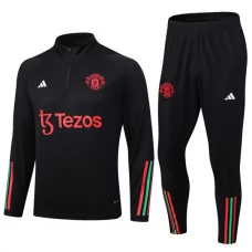 Manchester United Træningssæt 2023-24 - 1-4 Zip Sort