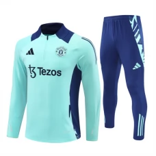 Manchester United Træningssæt 2024-25 - 1-4 Zip Blå