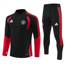 Manchester United Træningssæt Børn 2026-27 - 1-4 Zip Sort Rød
