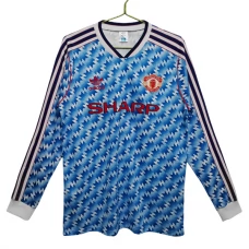 Manchester United Udebanetrøje Retro 1990-92 Langærmet Fodboldsæt
