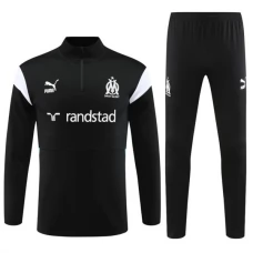 Olympique de Marseille Træningssæt Børn 2023-24 - 1-4 Zip Sort Hvid
