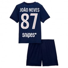 Paris Saint Germain Børn João Neves 87 Hjemmebanetrøje 2025-26 Fodboldsæt