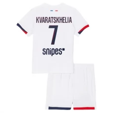Paris Saint Germain Børn Kvaratskhelia 7 Udebanetrøje 2025-26 Fodboldsæt