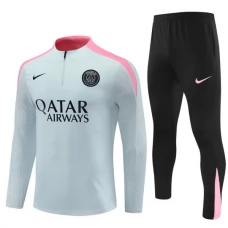 Paris Saint Germain Børn Træningssæt 2024-25 - 1-4 Zip Light Grå