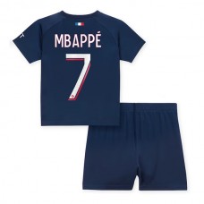 Paris Saint Germain PSG Fodboldsæt Børn 2023-24 Kylian Mbappé 7 Hjemmebanetrøje