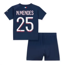 Paris Saint Germain PSG Fodboldsæt Børn 2023-24 N.Mendes 25 Hjemmebanetrøje