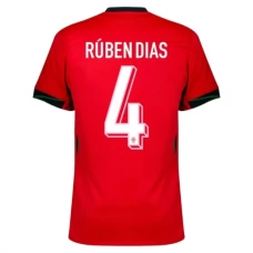 Portugal EM 2024 Rúben Dias 4 Hjemmebanetrøje Fodboldsæt