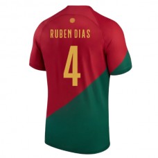 Portugal VM 2022 Rúben Dias 4 Hjemmebanetrøje Fodboldsæt