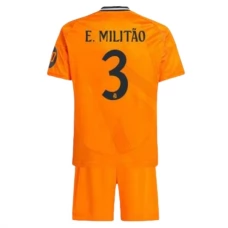 Real Madrid Børn E.Militao 3 Udebanetrøje 2024-25 Fodboldsæt