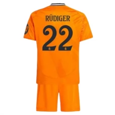 Real Madrid Børn Rüdiger 22 Udebanetrøje 2024-25 Fodboldsæt