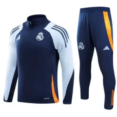 Real Madrid Børn Træningssæt 2024-25 - 1-4 Zip Blå Orange
