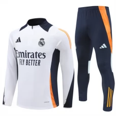 Real Madrid Børn Træningssæt 2024-25 - 1-4 Zip Hvid