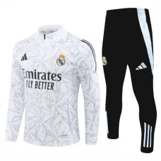 Real Madrid Børn Træningssæt 2024-25 - 1-4 Zip Hvid