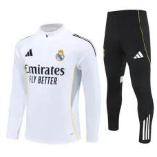 Real Madrid Børn Træningssæt 2025-26 - 1-4 Zip Hvid