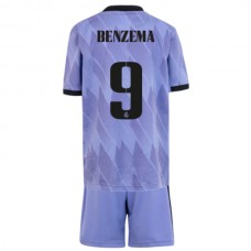 Real Madrid Fodboldsæt Børn 2022-23 Karim Benzema 9 Udebanetrøje