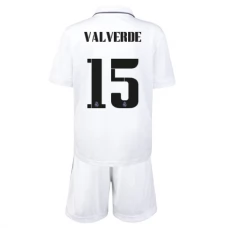 Real Madrid Fodboldsæt Børn 2022-23 Valverde 15 Hjemmebanetrøje