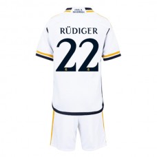 Real Madrid Fodboldsæt Børn 2023-24 Antonio Rüdiger 22 Hjemmebanetrøje