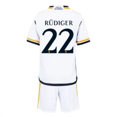 Real Madrid Fodboldsæt Børn 2023-24 Antonio Rüdiger 22 Hjemmebanetrøje