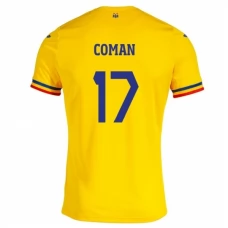 Rumænien EM 2024 Coman 17 Hjemmebanetrøje Fodboldsæt