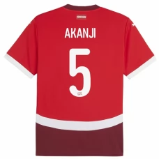 Schweiz EM 2024 Akanji 5 Hjemmebanetrøje Fodboldsæt