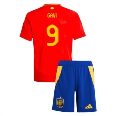 Spanien EM 2024 Børn Gavi 9 Hjemmebanetrøje Fodboldsæt