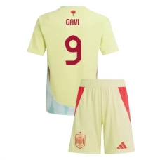 Spanien EM 2024 Børn Gavi 9 Udebanetrøje Fodboldsæt