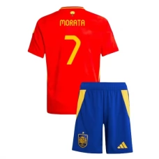 Spanien EM 2024 Børn Morata 7 Hjemmebanetrøje Fodboldsæt